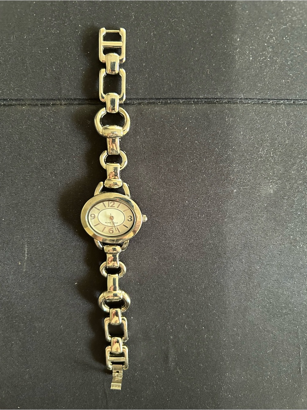 Nine West Gold Tone Link Bracelet Watch with Ivory Dial